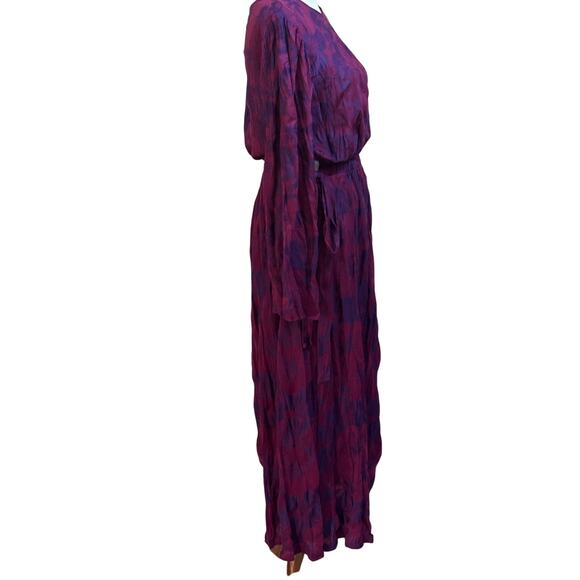 Zara Wrinkled Jacquard maxi dress, maroon/purple, bohemian, romantic, dramatic - Picture 2 of 6